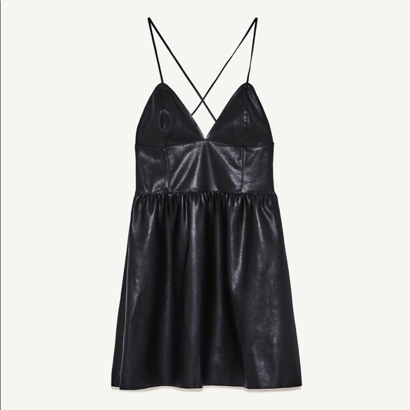 Zara Knit Faux leather cross strap dress new - Picture 6 of 16